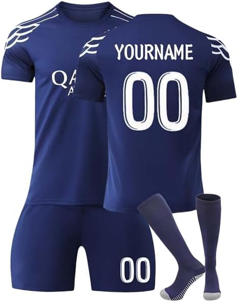 Générique Maillot De Foot Personnalisé Enfant Et Adultes avec Nom Numéro De L'Équipe, Tenue De Sport Garçon Homme Cadeau Vêtements De Football Strips...