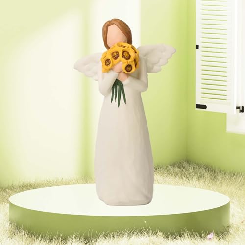 Sunflower Gifts for Women, Guardian Angel Statue, Angels Figurines, Woman Holding Sunflowers Figurines for Thanksgiving, Mother's Day or Birthday - Image 6