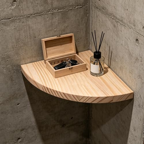 Estante de esquina de madera con diseño compacto en abanico para decoración 3