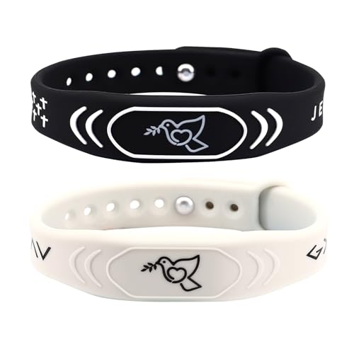 2 Pack Bible Verse Bracelets, with NFC Scan‌ Daily Jesus Bracelets Christian Gospel Scripture Bracelet Faith and Style Combined Inspirational Religious Gifts for Men and Women (Black and White)