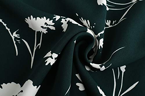 Tasamo Women's Printed Flouncing Flared Short Sleeve Blouse Top Shirts Floral (Xx-Large, Fp Dark Green 01) #TOP4