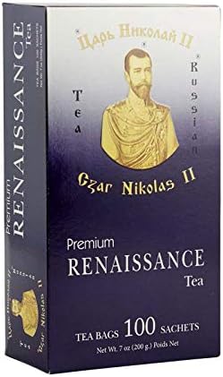 Black Pure Ceylon Tea with Safflower, Marigolds, Blue Mallow Blossoms "Renaissance. Czar Nikolas II" 100 pack by Russian Tea
