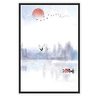 Framed Canvas Wall Art Abstract Sunrise and Sunset Canvas Prints Home Artwork Decoration for Living Room,Bedroom - 16x24 inches