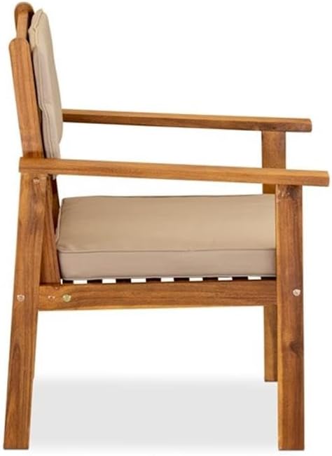 EAST WEST FURNITURE BBI3CNA 3-Piece Bristol Coffee Table Set Includes a Coffee Table and 2 Polyester Fabric Outdoor Patio Chairs Made of Acacia Wood, Natural Oil Finish