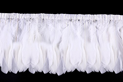 VoilaLove 2 Meter Natürliche Gänsefedern Rand Fransen - 6~20,3 cm (15~20 cm) für Heimwerker Kleid nähen Handwerk Kostüme Dekoration (weiß) Cover