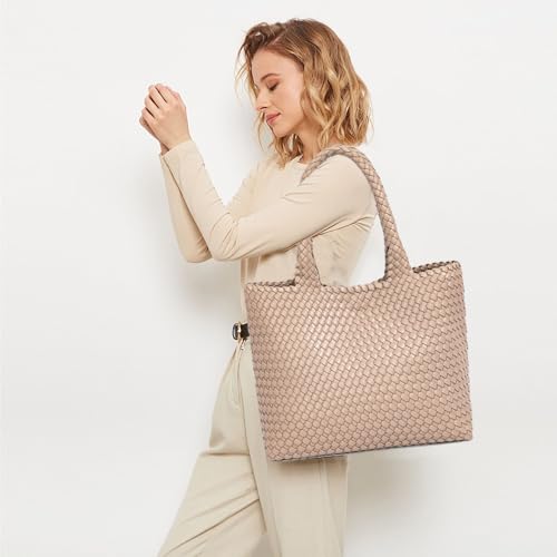 Image of JINMANXUE Fashion Woven Bag Shopper Bag Travel Handbags and Purses Women Tote Bag Large Capacity Shoulder Bags