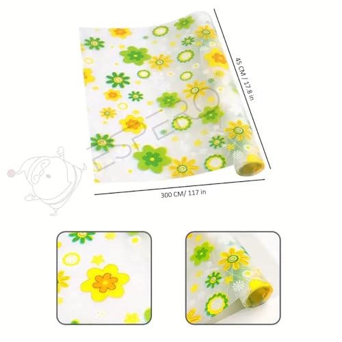 Image of ESPERO Fridge Mats, Kitchen Mat EVA Food Grade Multipurpose Washable Anti Slip Mat /Sheet for Fridge, Shelf Liners for Kitchen Shelves, Table, Kitchen Drawer mat - 300 x 45 cm (Mix Flowers)