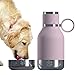 Asobu Dog Bowl Attached to Stainless Steel Insulated Bottle 1 Liter for You and Your Pet (Pink)
