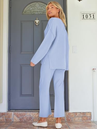 LILLUSORY Women's 2 Piece Lounge Sets Oversized Slouchy Matching Cozy Knit Sets