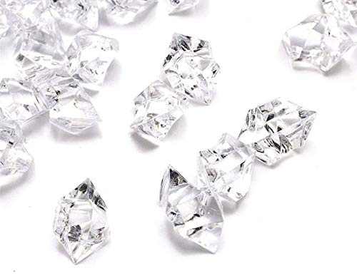 ARZASGO Acrylic Crystals Ice Rocks Clear Gem Stones for Vase Fillers, Table Scatter, Party Favor, Wedding Decoration, Arts Crafts (Approx 250pcs, 1 inch)