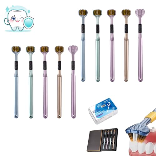 Dental De Limpieza Multiángulo De Tres Cabezales, Cepillo de dientes de limpieza multiángulo de tres cabezales, cepillos de dientes medianos de 3 lados para adultos, ángulo suave, cuidado integral (8)