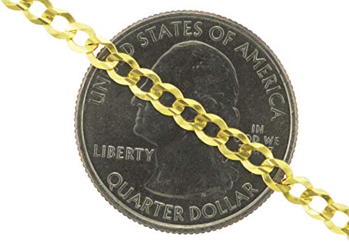 Nuragold 10K Yellow Gold 3Mm Solid Cuban Curb Link Chain Bracelet Or Anklet, Womens Mens Lobster Clasp 7" 7.5" 8" 8.5" 9" #TOP7