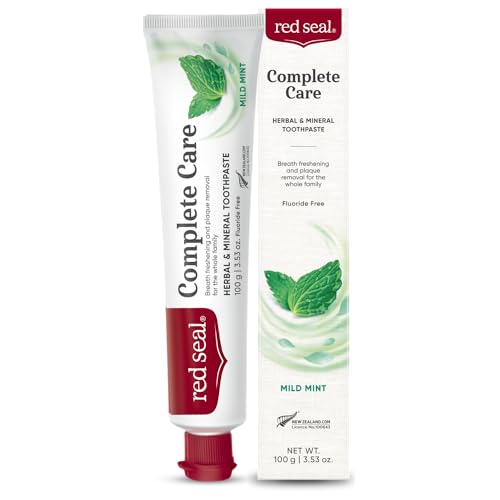 Red Seal Complete Care Mild Mint Toothpaste, NATRUE Certified Natural Toothpaste for The Whole Family, Paraben & SLS Free, Fluoride Free, Vegan Friendly & Cruelty Free, No Artificial Flavors, 3.53 oz