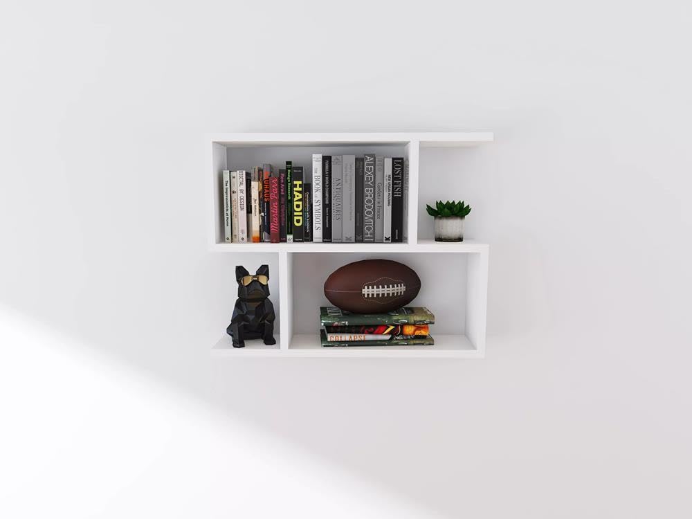 Mensola da parete decorativa a 2 ripiani, 70 x 55 x 18 cm, design scandinavo e moderno, per soggiorno, cucina, ufficio, camera da letto, bagno, biblioteca (rovere Sonoma)