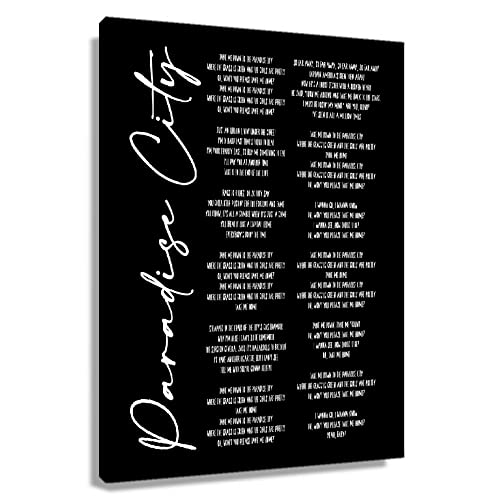 Paradise City Song Lyrics Wall Art Musical Poster Painting Artwork Pictures for Kitchen Contemporary Home Decorations for Living Room Print for Bedroom Wall Canvas Set Giclee Oil Painting (08x12inch(20x30cm),Unframed)