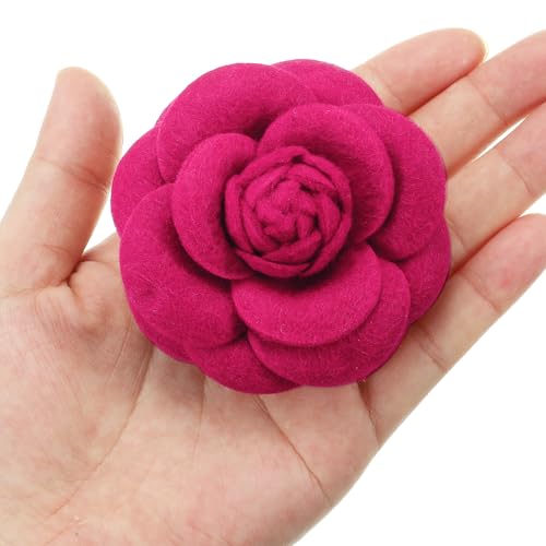 Image of PATIKIL Camellia Fabric Pin, 2 Pcs Flower Brooch Artificial Flowers Brooches for Women Girls Cloth Wedding Party Decor Accessories Jewelry Gift, White
