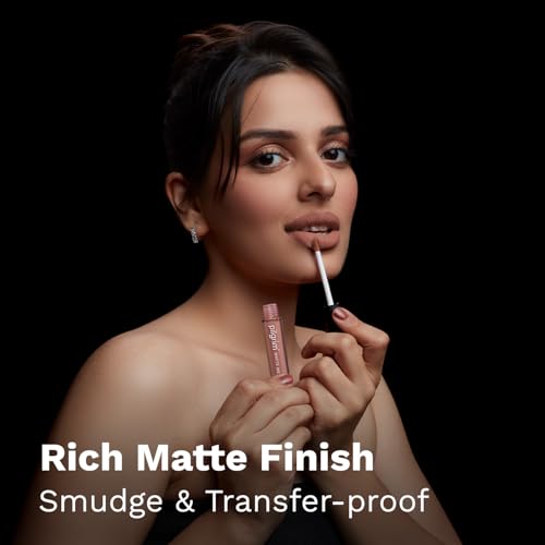 Image of Pilgrim Liquid Matte Lipstick - Nude Feud | Lipstick for Women with Hyaluronic Acid & Spanish Squalane | Transferproof, Long Lasting & Non Drying with Hydrating Ingredients 3gms