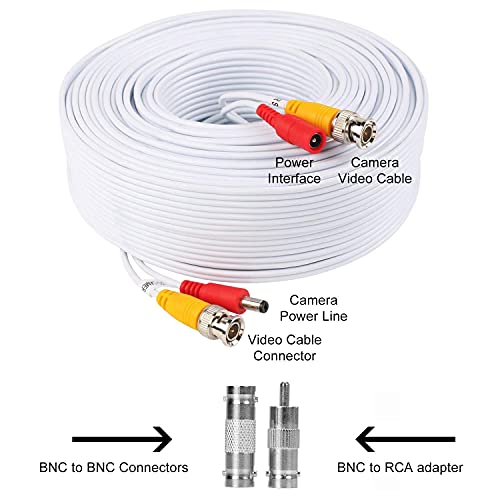 image for HISVISION 4 Pack 100feet(30M) 2-in-1 BNC Video Power Cable, Security C