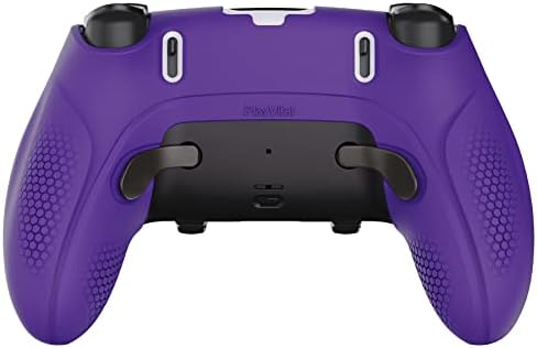 playvital Ninja Edition Anti-Slip Half-Covered Silicone Cover Skin for ps5 Edge Controller, Ergonomic Protector Soft Rubber Case for ps5 Edge Wireless Controller with Thumb Grip Caps - Purple