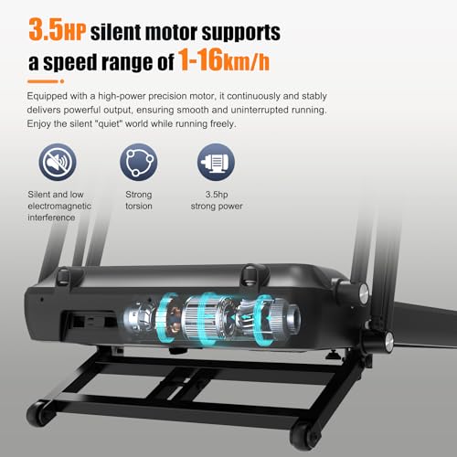 Image of Folding Treadmill with Electric Incline, 3.5 HP Motor, 300 lb Weight Capacity, Treadmill with Handrails, LED Display and MP3 Speaker, Compact Treadmill for Home and Office, No Assembly Required
