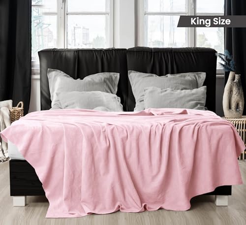 Image of Utopia Bedding Dusky Pink 100% Cotton Blanket [King Size - 90x108 Inch] 350GSM Lightweight, Soft and Breathable Thermal Blanket for All Seasons (Pack of 6)