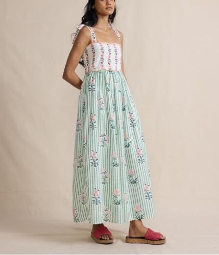 Image of Women Y2k Boho Maxi Dress Tie Shoulder Backless Strappy Tiered Flowy Dress 2024 Summer Floral Beach Sundress