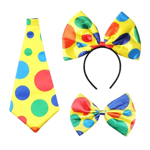 OAOSDH 1 Papillon, 1 Cravatta E 1 Fascia per Prua, Accessori per Costumi da Clown, Accessori Creativi E Divertenti, Accessori per La Travestimento per Feste.