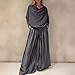 GOSEAGOTOFUN Women 2 Piece Outfits Sets Casual Long Sleeved and Satin Wide Leg Pants Suit Fashion Stacked Collar Blouse Set