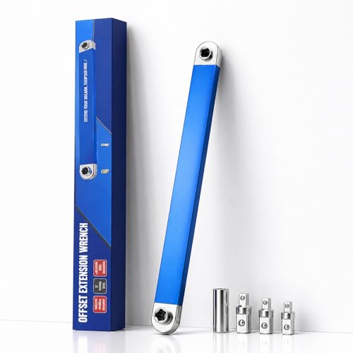 Image of Pro - Offset Extension Wrench Set, 15-Inch Impact Ready Tight Reach Wrench with Chain Drive Technology, 1/4", 3/8" & 1/2" Square Drive Adapters, High Torque Mechanics Tool for Tight Spaces (1pc)