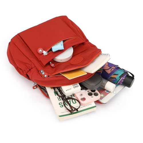 Image of Tanweibago Mini Nylon Women Backpacks,11L Small Ladies backpacks Casual Lightweight Women Shopping Travel Daypack (Red)