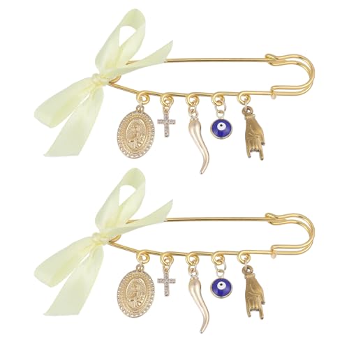 CHGCRAFT 2 Pcs Evil Eye Charm Brooches Pins Gold Lucky Eyeball Alloy Brooches Pins for Women Sweater Jacket Clothing Decoration