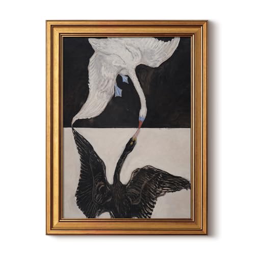 Image of HUARCEY Gold Framed Vintage Wall Art for Living Room, Animals Painting Prints Shelf Decor for Kitchen, Aesthetic Bedroom Wall Art, Best Gifts for Friends or Family - Black and White 16L x 12W