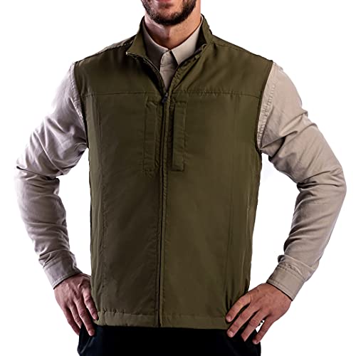 SCOTTeVEST RFID Vest for Men - 26 Hidden Pockets - Water Repellent for Travel & More (Olive, X-Large Tall)