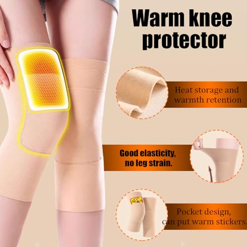 Image of MIUPOO Double Pocket Waist Abdomen Back Warmer,Warm Knee Pads with Pockets,Warm Socks,Stretchy Thermal Waistband Knee Pads and Socks Set of 3 Unisex Winter Cold.