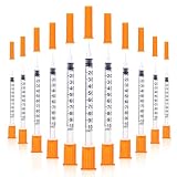 Touyeet Seringue à insuline avec aiguilles, U-100 1ml/cc, 30G 5/16' (8 mm) Boîte de 50 seringues de fournitures de laboratoire emballées individuellement