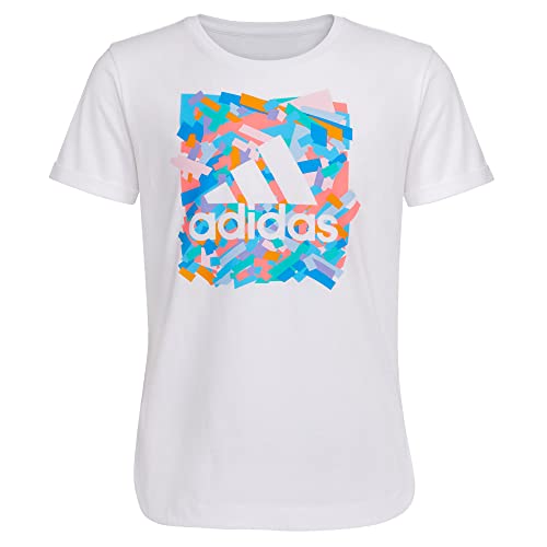 adidas Girls' Big Short Sleeve Tee T-Shirt, White, X-Large