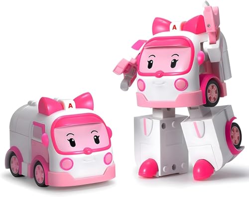 ROBOCAR POLI 54210 Robocar Transformable Ambre l'ambulancière-Réplique Officielle-Se transforme Robot ou en Voiture Super rapidement-10 cm-Jouet Maternelle,...