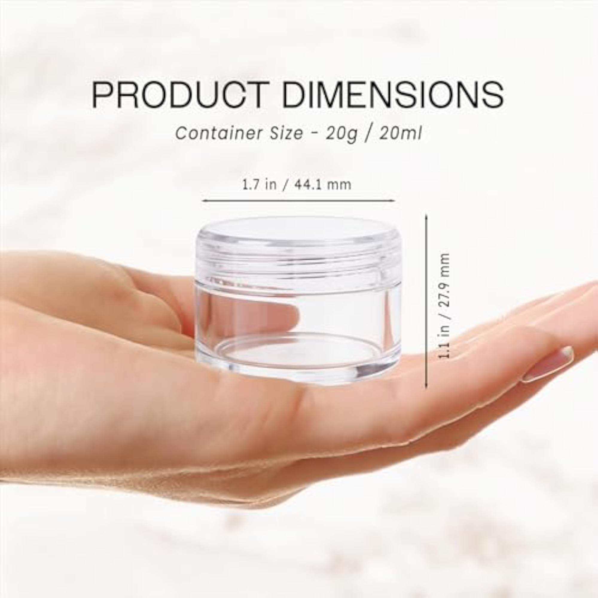 Beauticom 20G Round Clear Jars with Screw Cap Lids