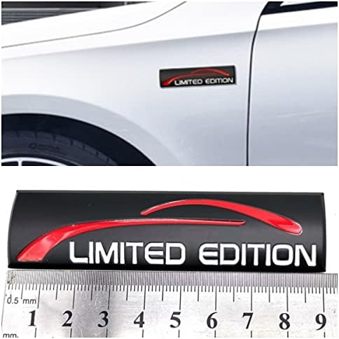 YUGEYE 2X Black/Limited Edition Logo Emblem 3D Metal Decal Auto Rear Side Fender Trunk Sport Badge Sticker (Chrome) (Black)