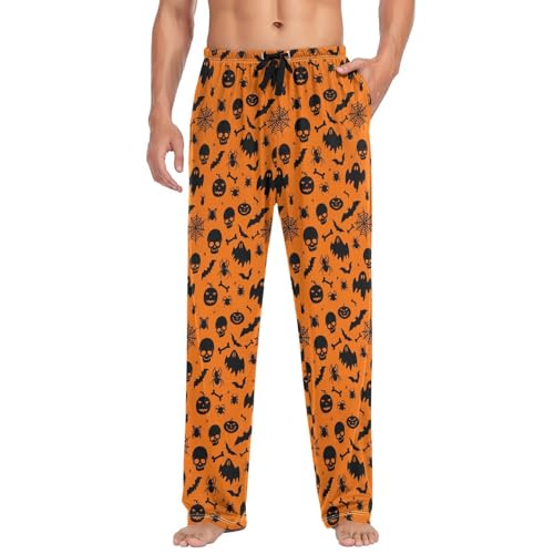 Men’s Halloween Ghost Silhouettes Pajama Pants with Pockets, Comfortable Lounge Sleep Bottoms#4053