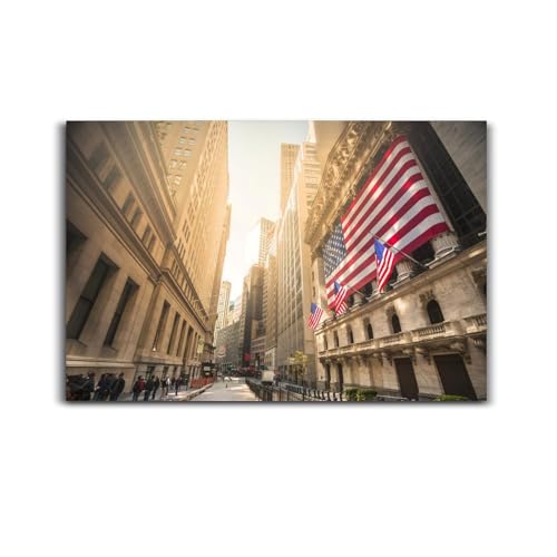 New York Stock Exchange Wall Street Poster Canvas Wall Art Painting Print Room Aesthetic Decoration 08x12inch(20x30cm) Unframe-style