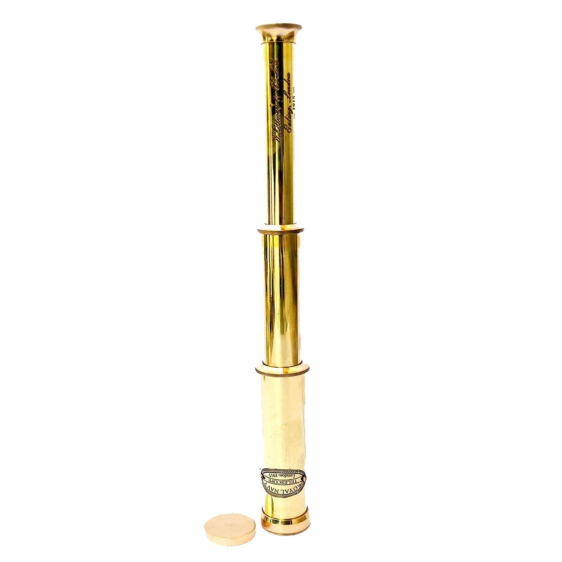 Full Brass Telescope with Lens Cover Antique 12" Golden Telescope for Hiking Camping Star Sky and Fire Star Watching-image-34