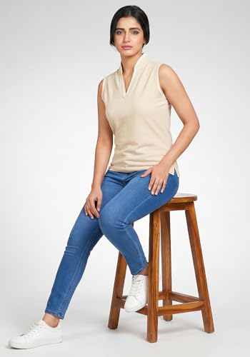 Image of Wear Your Opinion Mandarin Collar Sleeveless T Shirt for Women Top
