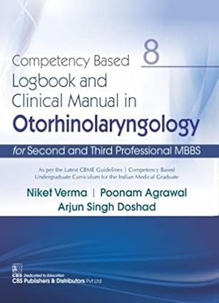 Competency Based Logbook And Clinical Manual In Otorhinolaryngology For Second And Third Professional Mbbs 8 (Pb 2021)