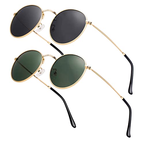 Small Round Polarized Sunglasses Retro Men Women Mirrored Lens Metal Frame Circle Sun Glasses Shades