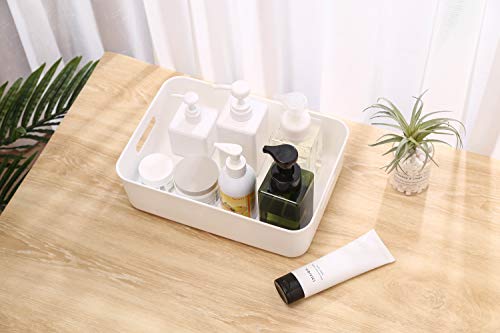 BigTron Quality Plastic Storage Boxes Large White Bathroom Storage Baskets, Durable Tidy Organizers for Home Cupboard Cabinet Shelves, Office Bathroom Bedroom Kitchen Pantry, 33 x 23 x 10 cm, Set of 2 - Image 5