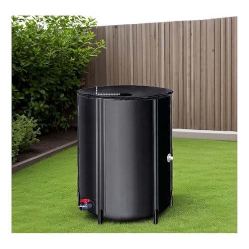 HOFUNTRE Barril De Lluvia Plegable，Sistema Recogida Agua De Lluvia Portátil ，Empalme Termosellado, Estructura Fuerte, Alta Resistencia del Material, Resistencia Al Envejecimiento.(Black,160L)