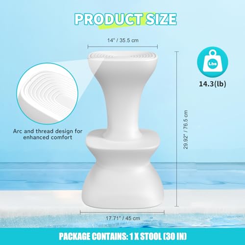Image of 30 inch Pool stools for Underwater,Pre-Weighted Pool Stool with Adjustable Feet,Bar Seating Non-Float Design,Vinyl-Safe Pool Chairs for Inground Pools,Patio,Outdoor Poolside(1Stool)
