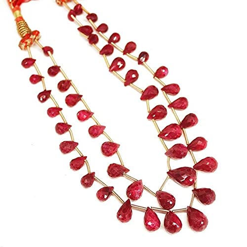 Perles briolette en rubis naturel pour fabriquer des boucles d'oreilles pendantes