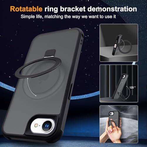 Image of iPhone 16e Magsafe Stand Case | Matte Design & 360 Protection | Military-Grade Apple iPhone 16e Cover | Ultra Premium - Black
